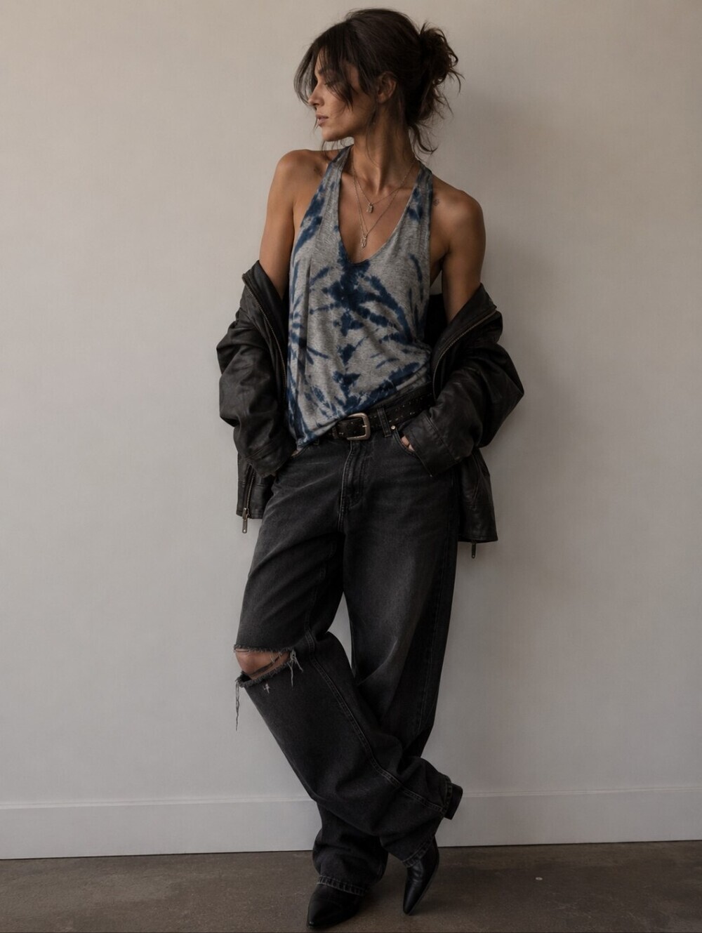 American Age Tie Dye Halter Tank Top Blue Gray XS Boho Festival Sleeveless Top